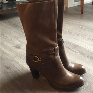Heeled mid-calf boots, size 9.5
